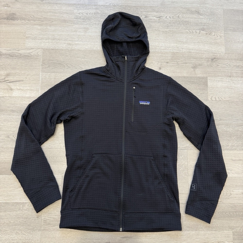 Patagonia R1 Full Zip Jacket Men's Small Black Grid Waffle Polartec